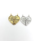 Pewter 1 Set Best Friends Half Hearts Antique Gold Antique (2pc)