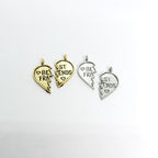 Pewter 1 Set Best Friends Half Hearts Antique Gold Antique (2pc)