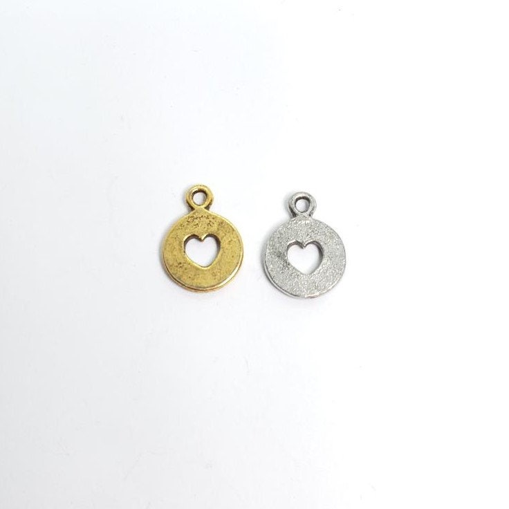 Pewter 1 Love Token Heart Cutout Charm Love Friendship – Antique Gold