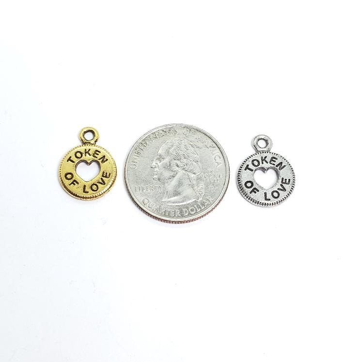 Pewter 1 Love Token Heart Cutout Charm Love Friendship – Antique Gold