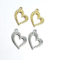 Pewter 2 Dotted Beaded Heart Charms in Antique Gold or Antique (2pc)