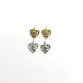 Pewter 2 Small Wire Design Hearts with Loop Charms Love (2pc)