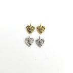 Pewter 2 Small Wire Design Hearts with Loop Charms Love (2pc)