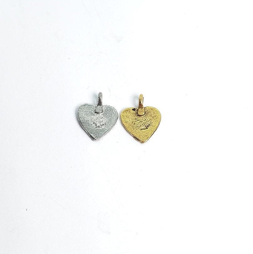 Pewter 2 Small Wire Design Hearts with Loop Charms Love (2pc)