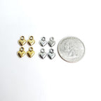 Pewter 4 Tiny Puffy Heart Charms with Loop Love Friendship (4pc)