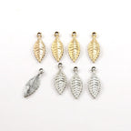 25mmx8mm Pewter Detailed Dainty Minimal Modern Leaf Nature Pendant (4pc)