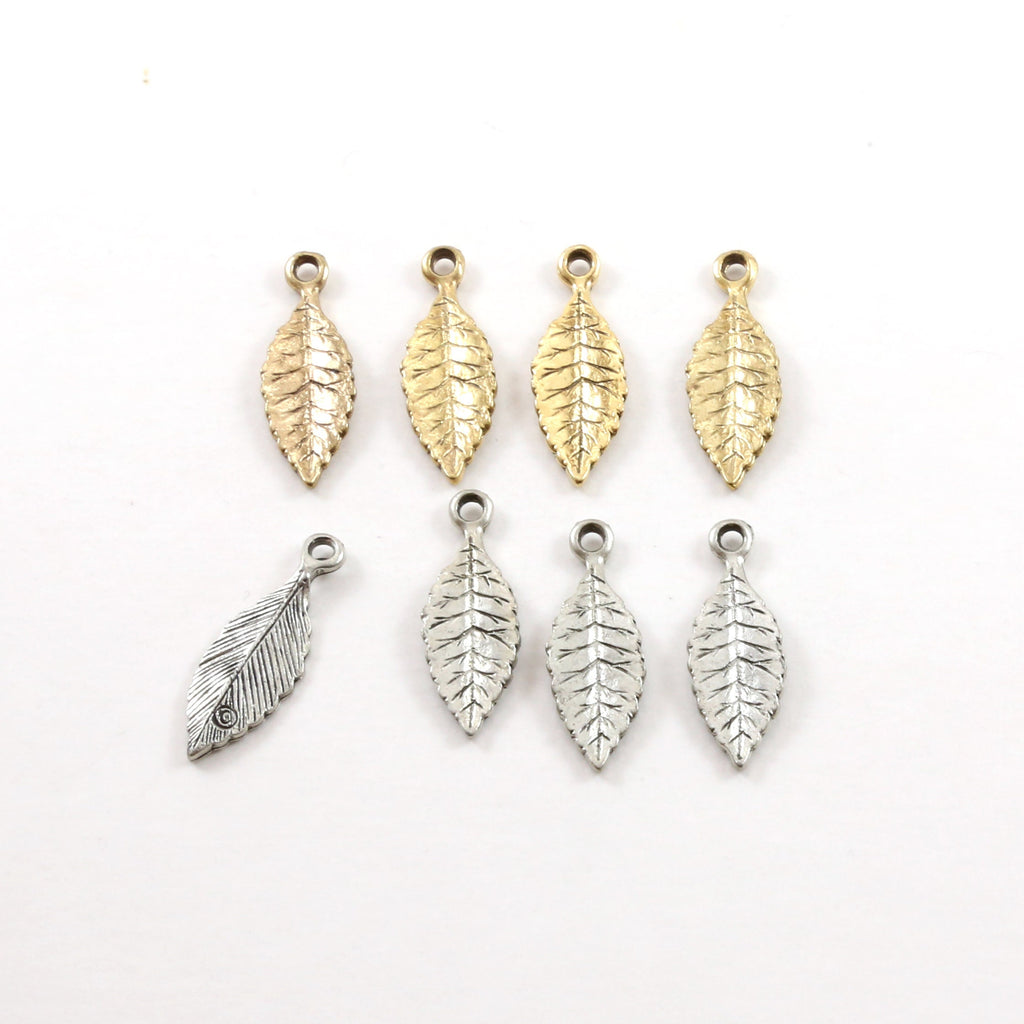Pewter Detailed Dainty Minimal Modern Leaf Nature Pendant (4pc)