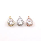 Rhodium Plated Pave CZ Teardrop Cubic Zirconia Gold,Rose Gold