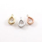 Rhodium Plated Pave CZ Teardrop Cubic Zirconia Gold,Rose Gold
