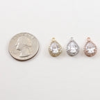 Rhodium Plated Pave CZ Teardrop Cubic Zirconia Gold,Rose Gold