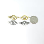Sterling Silver or Vermeil Sideways Lotus Connector Antique Gold (2pc)