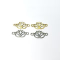 Sterling Silver or Vermeil Sideways Lotus Connector Antique Gold (2pc)
