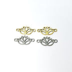 Sterling Silver or Vermeil Sideways Lotus Connector Antique Gold (2pc)