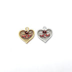 Pewter Heart Charm with Mom in Center Best Friend Charm
