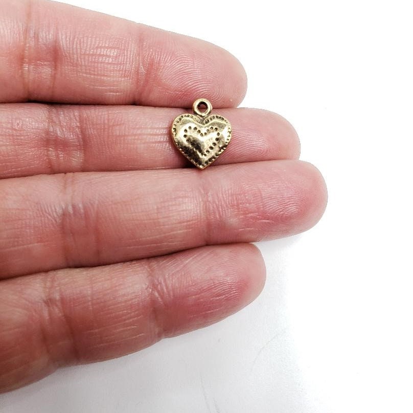 Pewter Small Stitched Heart Design with Loop Love Friendship (2pc)