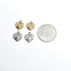 Pewter Small Stitched Heart Design with Loop Love Friendship (2pc)