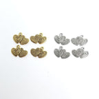 Pewter Double Heart Charm Love Antique Gold Antique Silver (4pc)