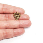 Pewter Filagree Design Hearts with Loop Charms Love Friendship (2pc)