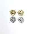 18mmx18mm Pewter Heart Charm Filigree Background with Puffy Heart (2pc)