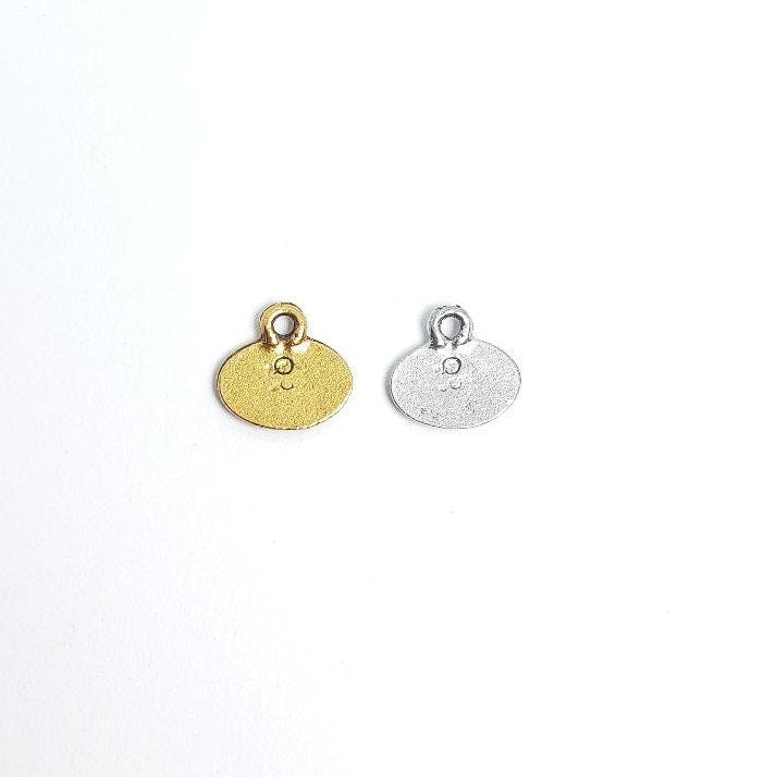 Pewter Made with Love Heart Shape Symbol Stamped Oval Shape (2pc)