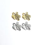Pewter Two Hearts Connected with Safety Pin One Textured One (2pc)