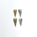 Pewter Long Dotted All Over Heart Pendant Double Sided (2pc)
