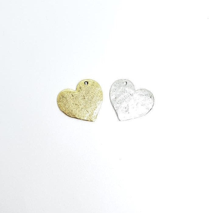 25mmx23mm Pewter Large Textured Heart with Hole to the Side Double Sided