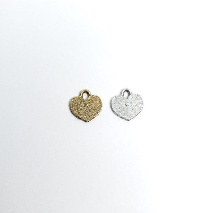 Pewter Heart for Pointed Crystals Inlay Charm Love Valentine's (2pc)