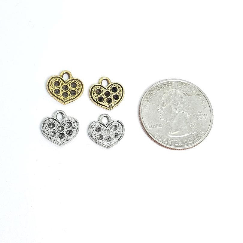 Pewter Heart for Pointed Crystals Inlay Charm Love Valentine's (2pc)