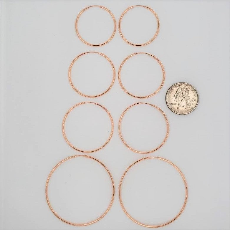 Rose Gold Filled 14K Small Endless Hoop Earrings 30mm,35mm,40mm 50mm (2pc)