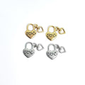 16.5mmx17mm Pewter I Heart You Lock Charm with Dangling Open Heart Charm (2pc)