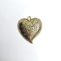 Pewter Large Heart Metal Pendant with Curly Cue Swirl Design
