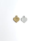 Pewter Thick Heart Shaped Stamped I Love in Cursive (2pc)