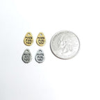 11mmx8mm Pewter Tear Drop Shape Made with Love Stamped Word Charm (2pc)
