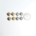 Pewter Textured Heart Charm Concave Back Love Pendant 13mm X (4pc)