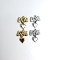 Pewter Love Charm with Hanging Heart Love,Valentine's Day (2pc)