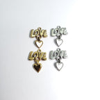 Pewter Love Charm with Hanging Heart Love,Valentine's Day (2pc)