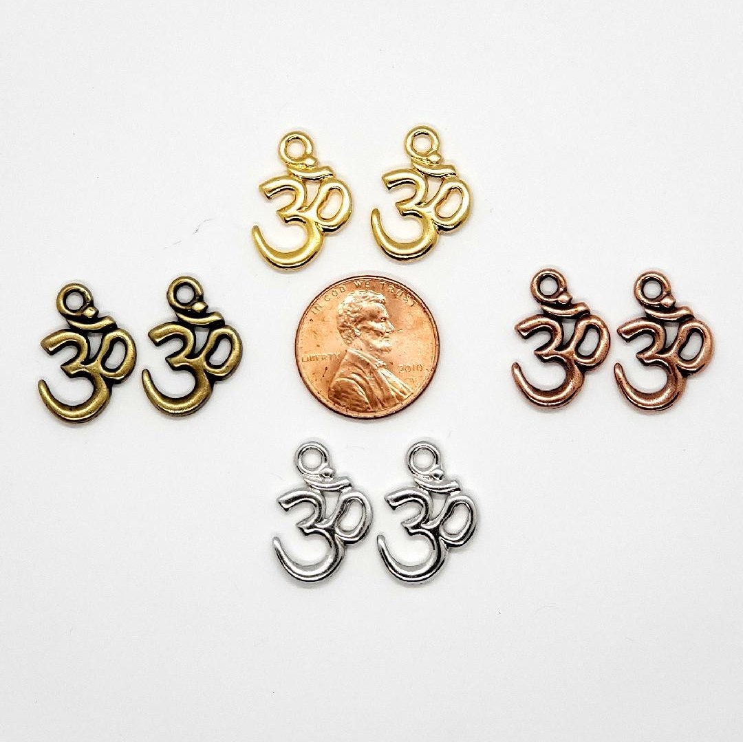 19mmx14mm Pewter Ohm Necklace Charm Buddha Mantra Yoga Religious (2pc)