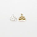 10mmx10mm Brass Pave Princess Crown CZ Charm Cubic Zirconia Gold Color