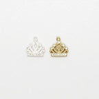 10mmx10mm Brass Pave Princess Crown CZ Charm Cubic Zirconia Gold Color