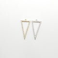 Rhodium Plated Large Thin Lined Pave CZ Triangle Cubic Zirconia