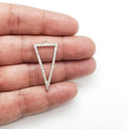 Rhodium Plated Large Thin Lined Pave CZ Triangle Cubic Zirconia