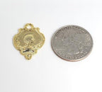 Gold Plated or Brass 25 Mm Vintage Santa Maria Portrait Pendant Coin Charm