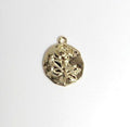 Gold Plated or Brass 18 Mm Vintage Rose Coin Charm Pendant Polished Gold Coin