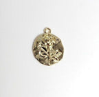 Gold Plated or Brass 18 Mm Vintage Rose Coin Charm Pendant Polished Gold Coin