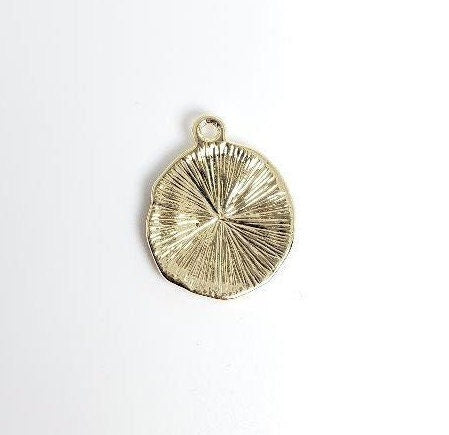 Gold Plated or Brass 18 Mm Vintage Rose Coin Charm Pendant Polished Gold Coin