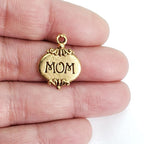 20mmx16mm Pewter Mom Two Sided Charm Heart Best Friend Charm Mothers Day (2pc)