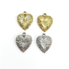 17mmx14mm Pewter Textured Heart Charm Necklace Pendant Antique Gold (2pc)