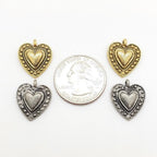 Pewter Layered Heart with Loop Charm Love Friendship (2pc)