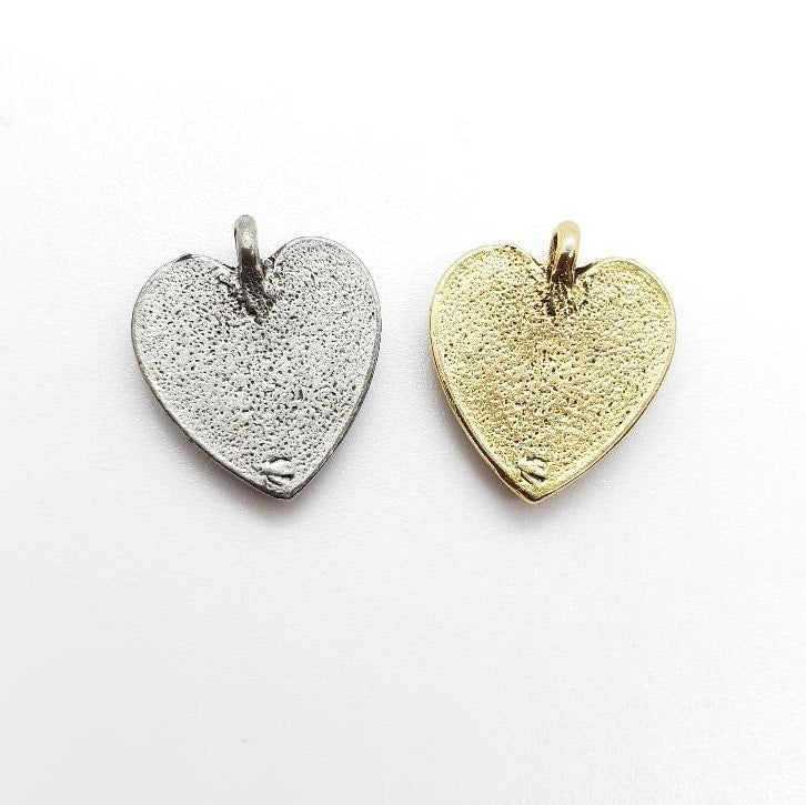 Pewter Layered Heart with Loop Charm Love Friendship (2pc)